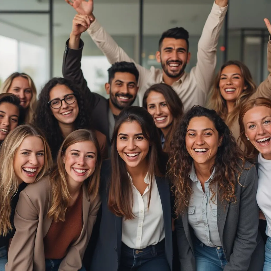 Grupo de emprendedores celebrando